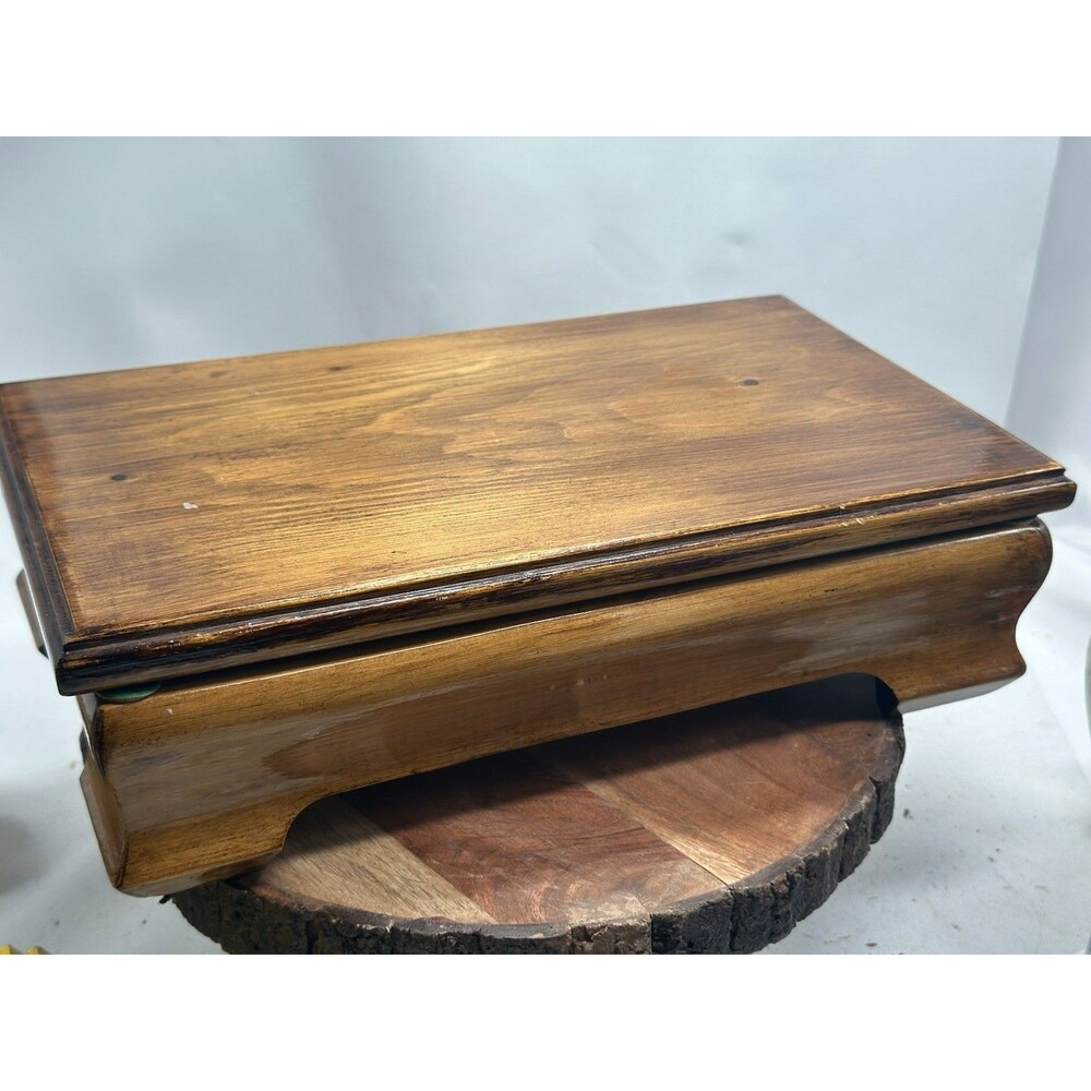 Wood Jewelry Trinket Box With Lid Velvet Lining Signed Handmade